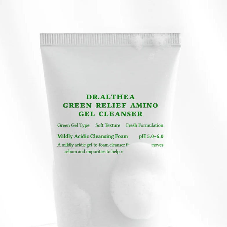 Dr. Althea Green Relief | Amino rūgščių gelinis valiklis – lengvas drėkinamasis gelis riebiai, mišriai ir linkusiai į spuogus odai 100ml